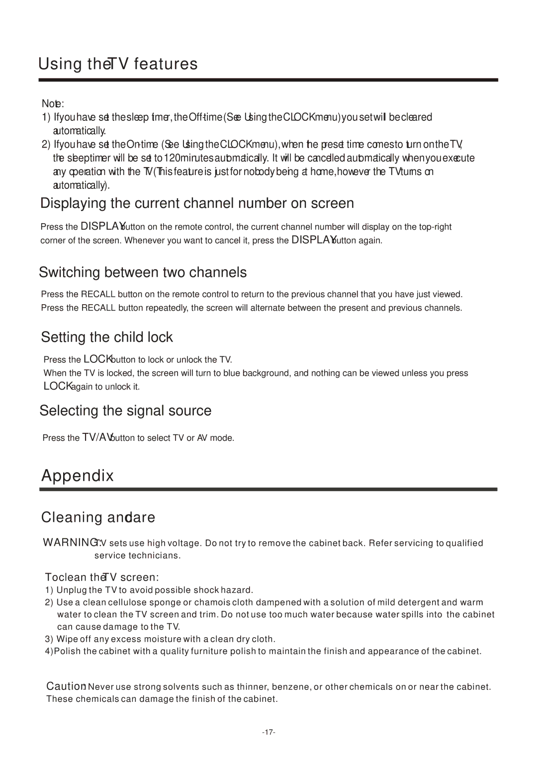 Hisense Group TC14FS68 owner manual Appendix 