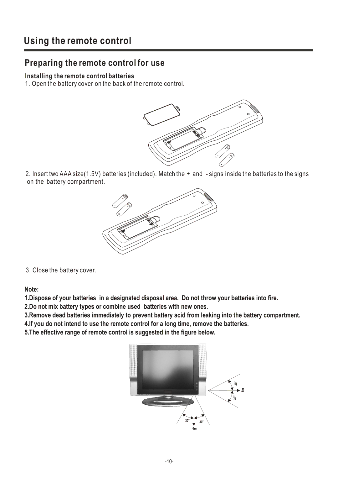 Hisense Group TL 2020 user manual Using the remote control, Preparing the remote control for use 