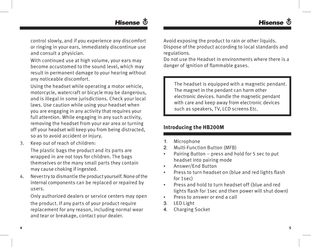 Hisense manual Introducing the HB200M 