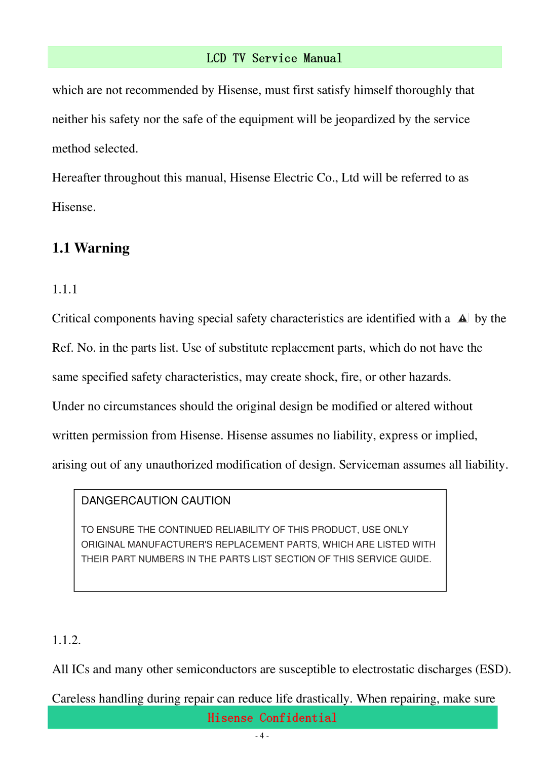 Hisense LCD32V86 service manual Hisense Confidential 