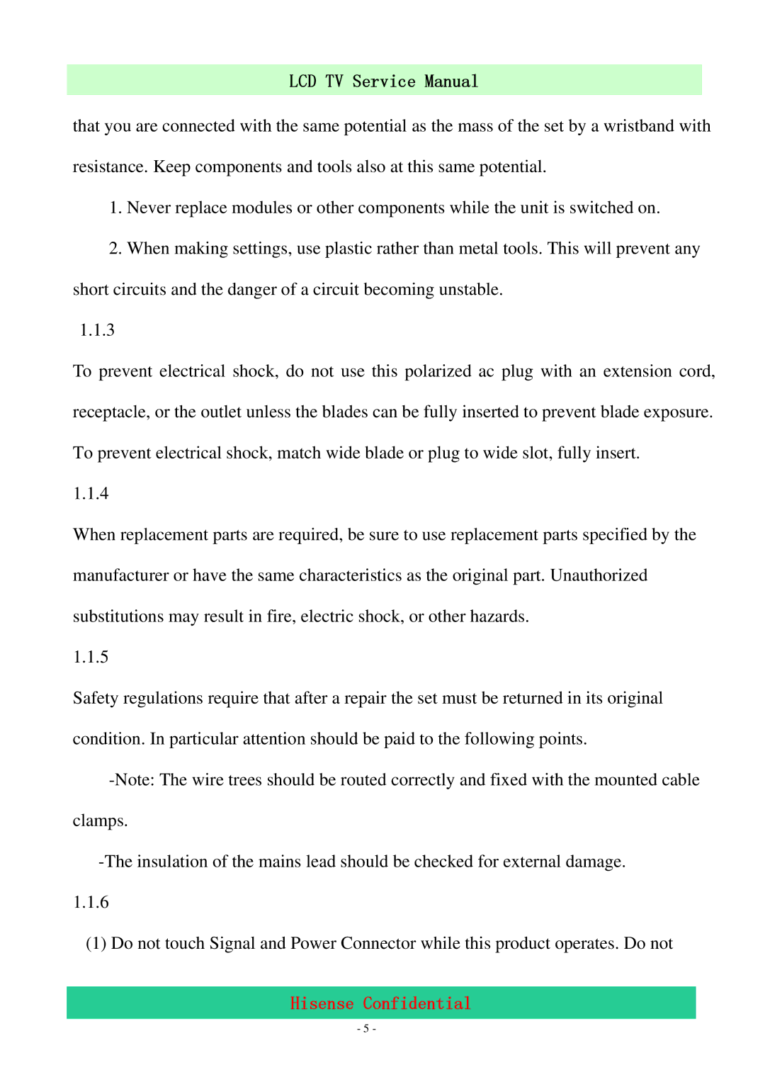 Hisense LCD32V86 service manual Hisense Confidential 