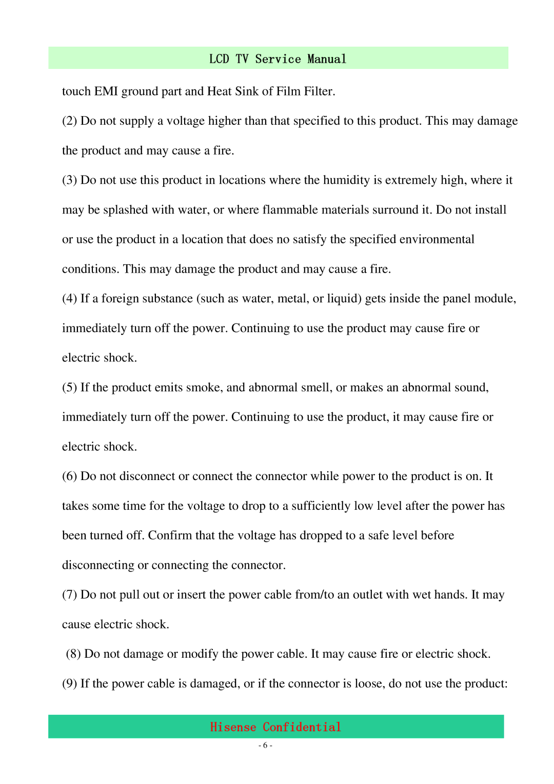 Hisense LCD32V86 service manual Hisense Confidential 