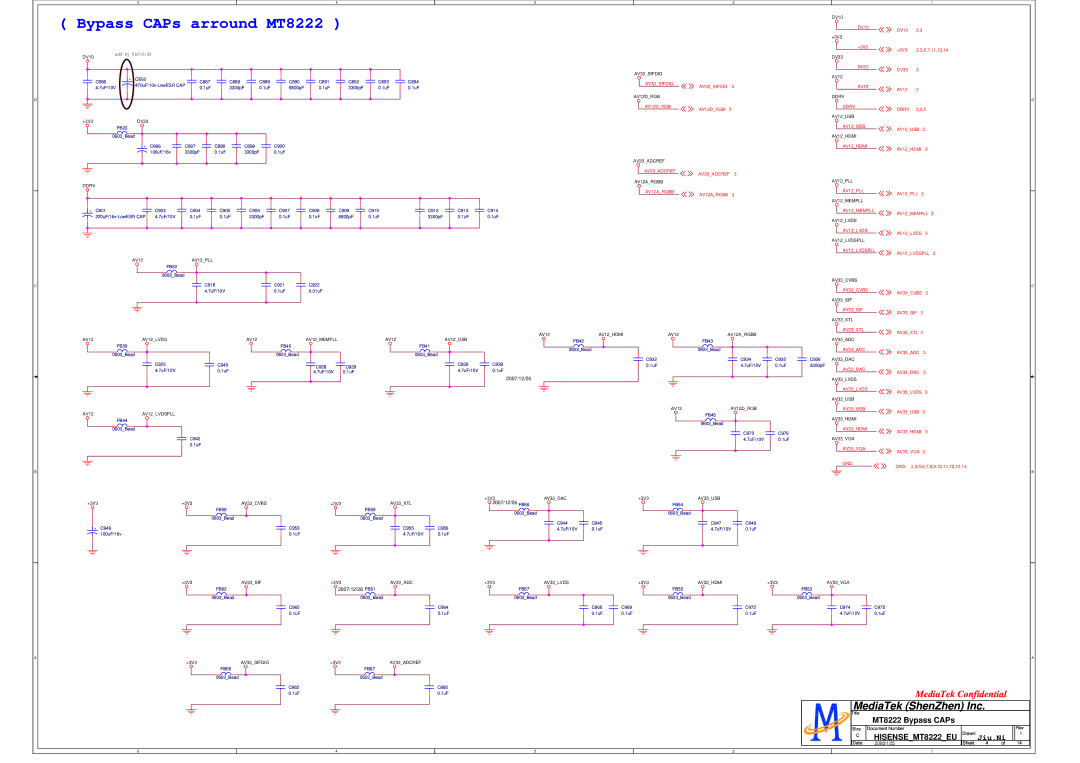 Hisense LCD47P69P, LCD42P69P service manual AV12DRGB Ddrv, AV12PLL AV12ARGBB, AV33DAC, AV33VGA GND 