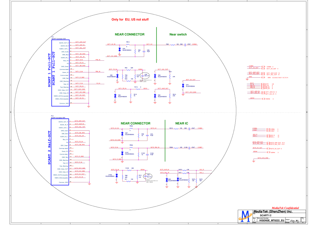 Hisense LCD47P69P SCT1AUROUT, CVBS5, SCT1AURIN SCT1AULOUT, SCT1GBGND SCT1AVIGND, SCT1BIN PR0IN SCT1FSIN, SCT1AVOUT 