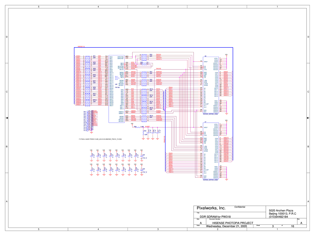 Hisense PDH5039EU MD0 MREFIN0, MD1 MREFIN1, MD2, MD3, MD4 MCK, MD5 MCK, MD6 Mckfbk, MD7 Mckfbk, MD8 Mcke, MD9, Mras, Mcas 