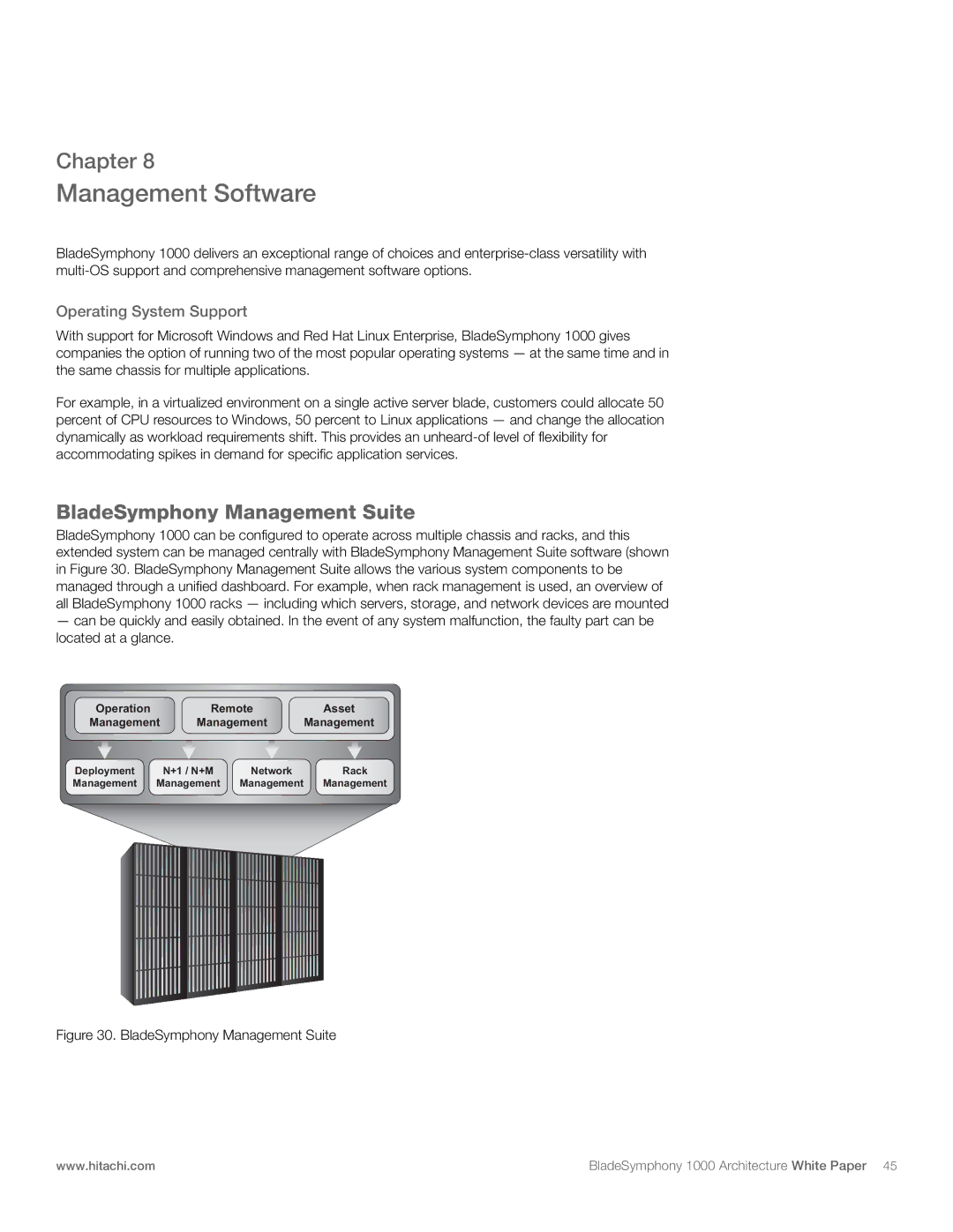 Hitachi 1000 manual Management Software, BladeSymphony Management Suite, Operating System Support 