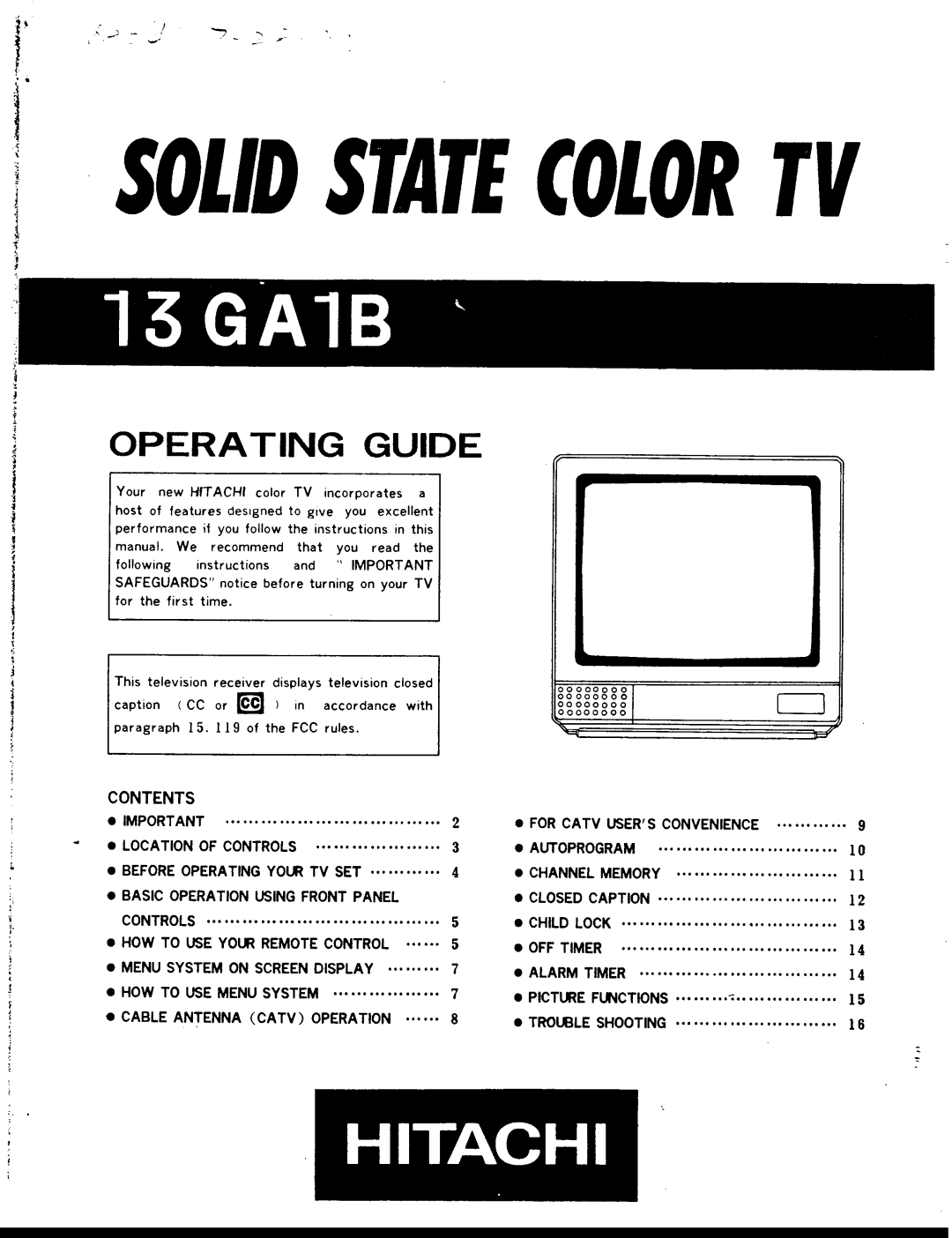 Hitachi 13GA1B manual 