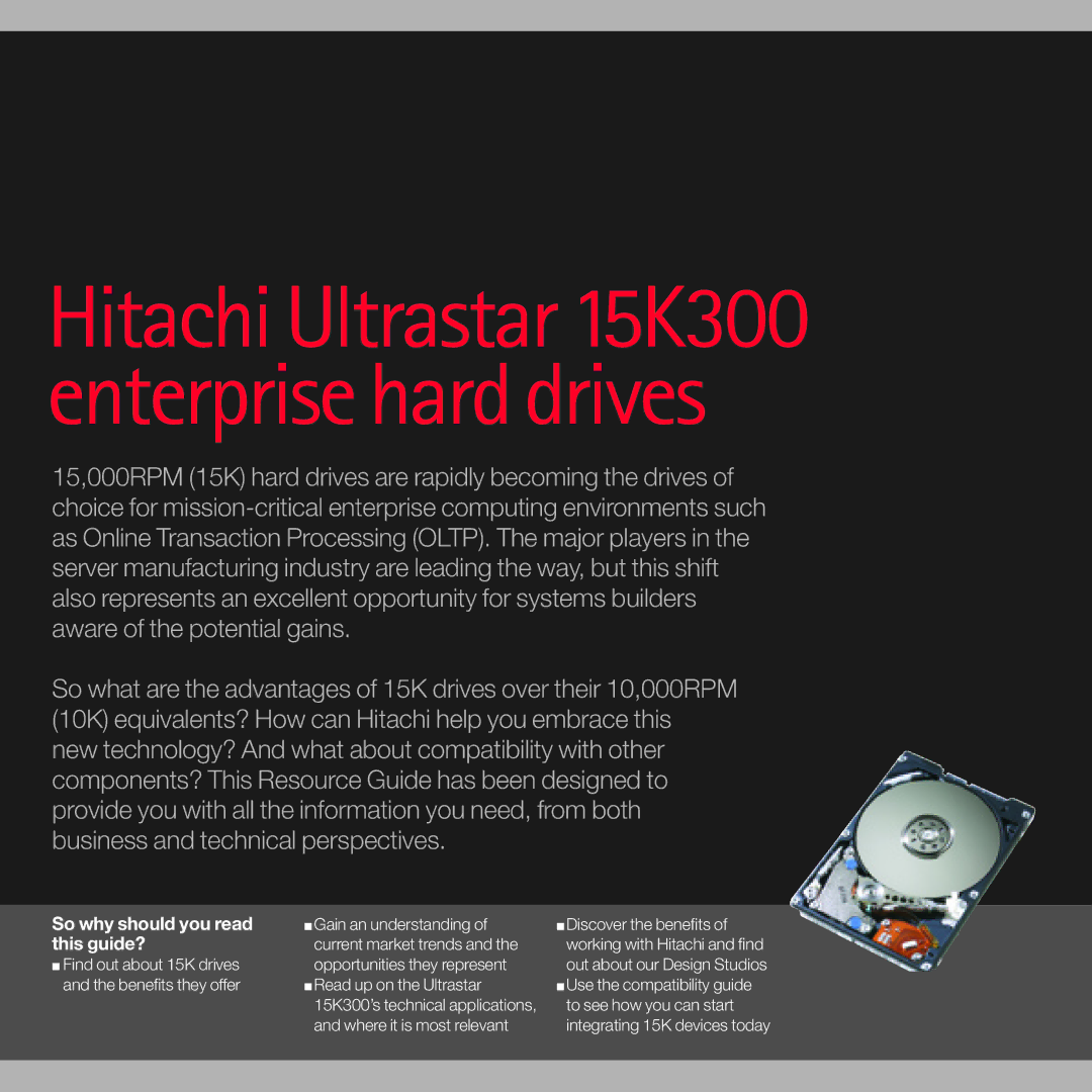 Hitachi 15K3000 manual Hitachi Ultrastar 15K300 enterprise hard drives 