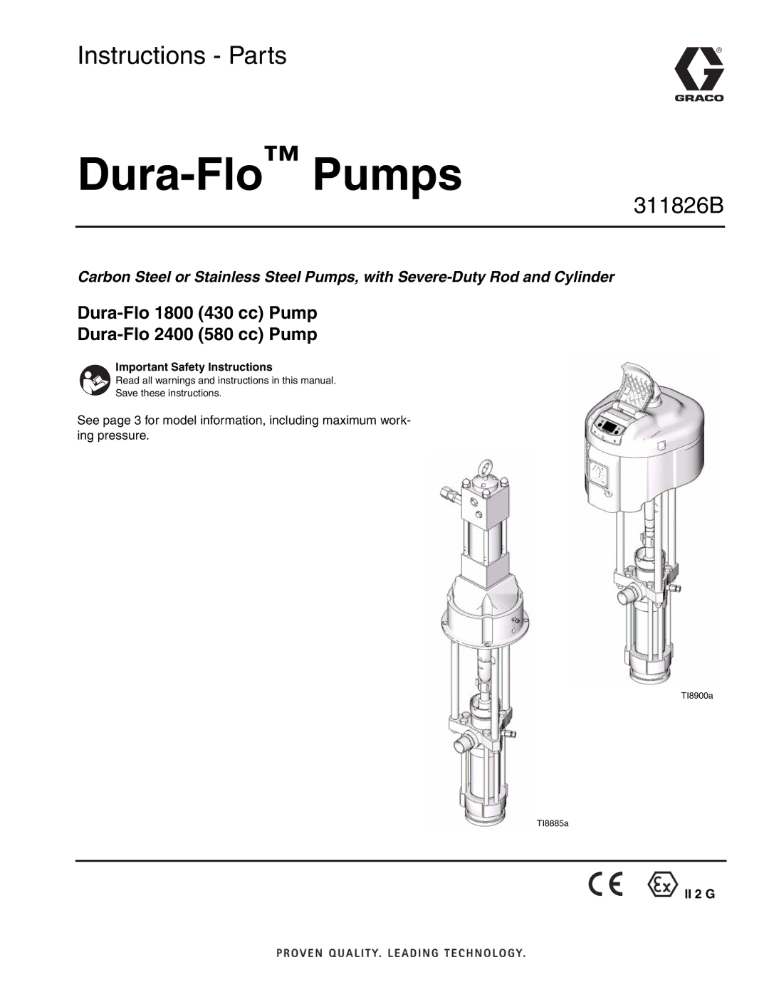 Hitachi 1800 important safety instructions Dura-FloPumps, II 2 G 