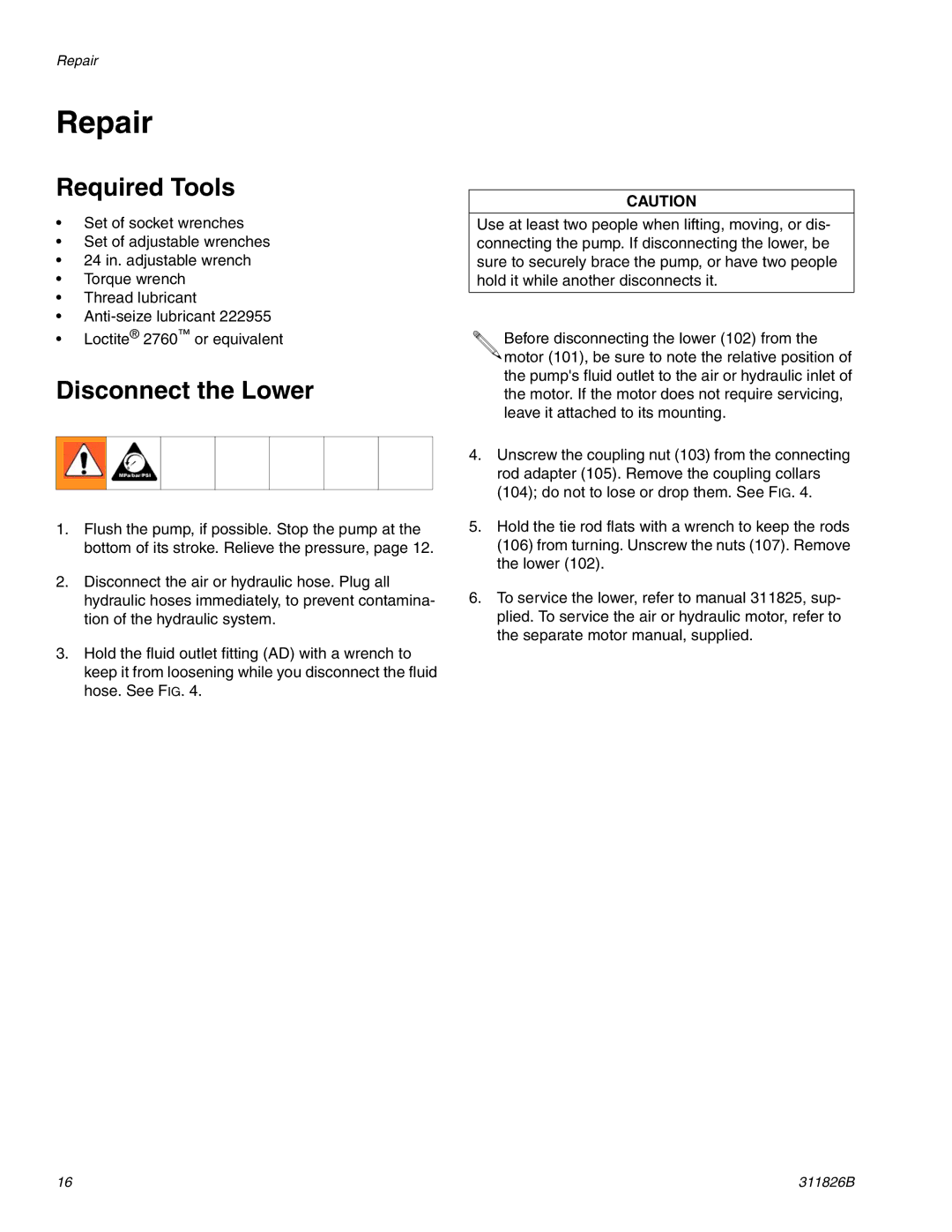 Hitachi 1800 important safety instructions Repair, Required Tools, Disconnect the Lower 