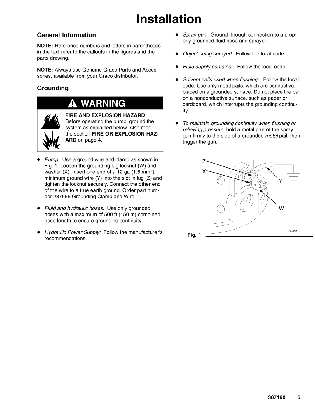 Hitachi 210313 manual Installation, General Information Grounding 