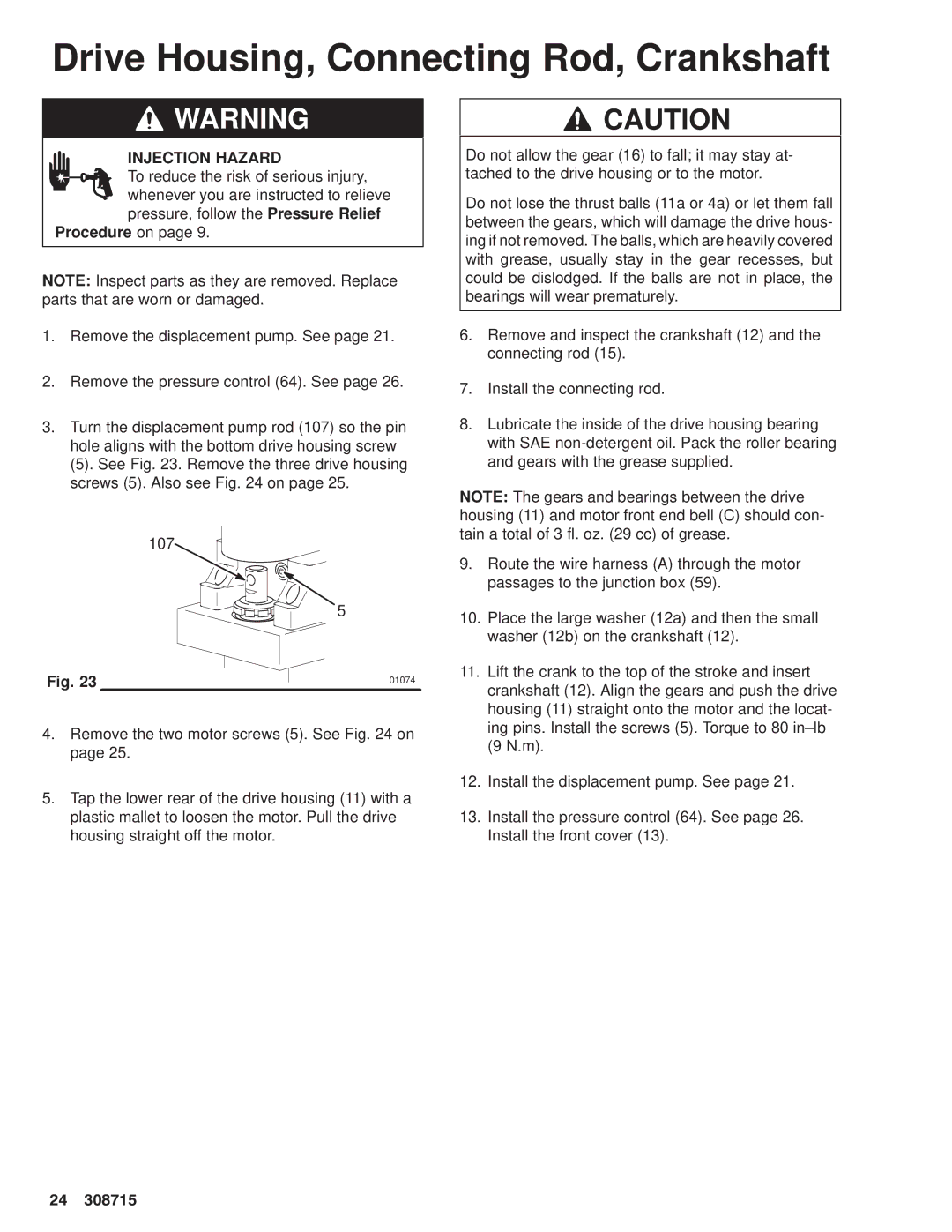 Hitachi 231580 manual Drive Housing, Connecting Rod, Crankshaft 