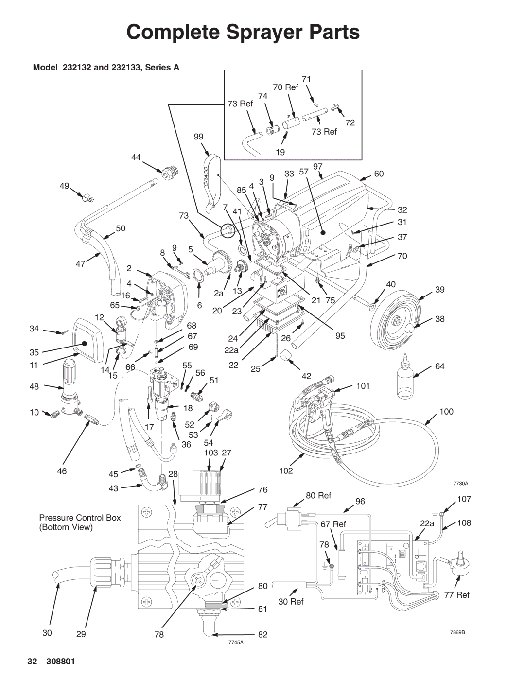 Hitachi manual Complete Sprayer Parts, Model 232132 and 232133, Series a 