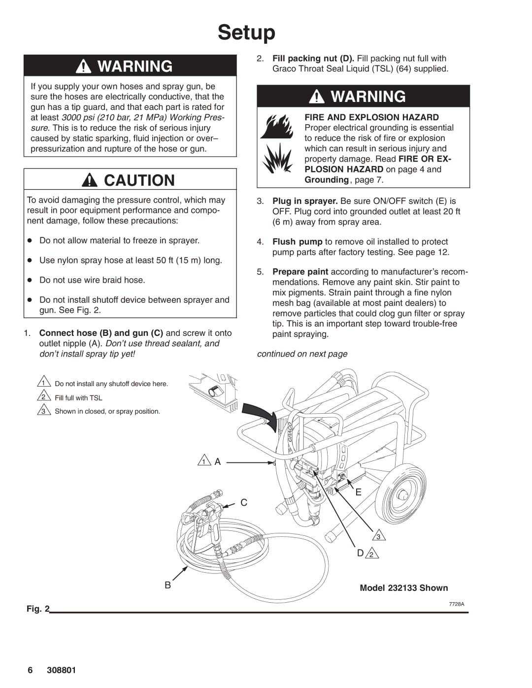 Hitachi manual Setup, Model 232133 Shown 