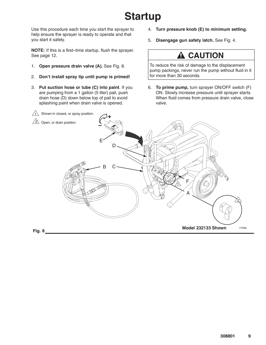 Hitachi manual Startup, Model 232133 Shown 