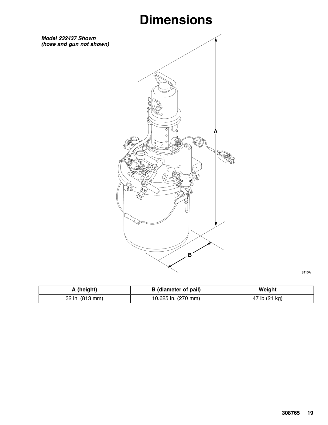 Hitachi 232437 important safety instructions Dimensions 