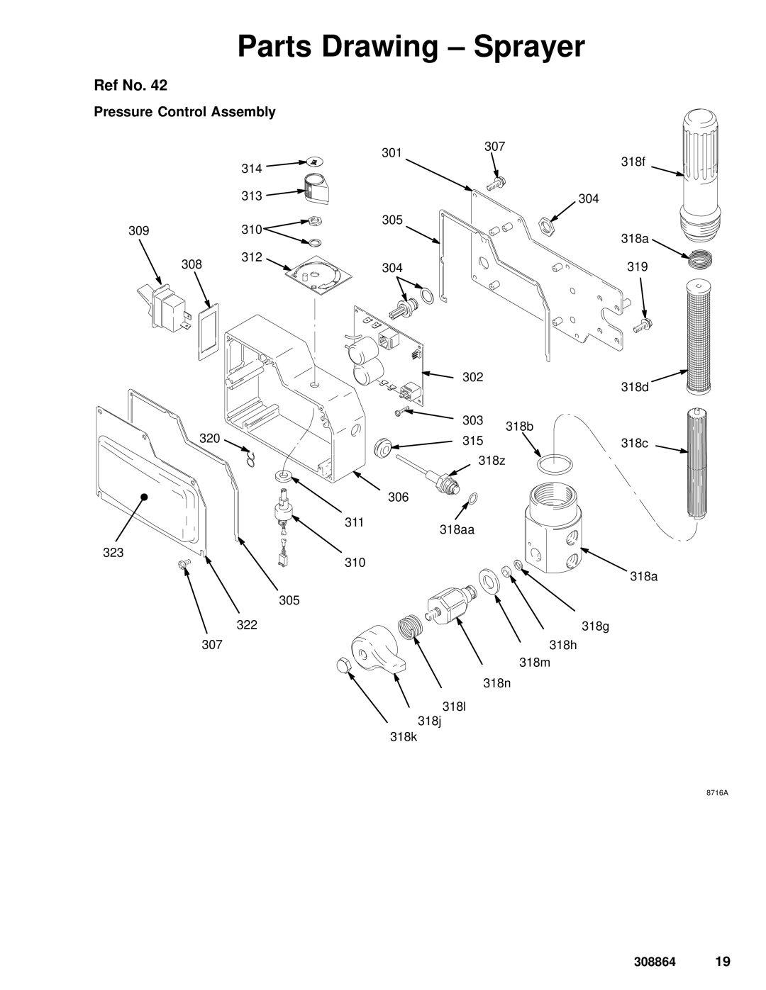 Hitachi 232624 dimensions Parts Drawing Sprayer, Pressure Control Assembly 