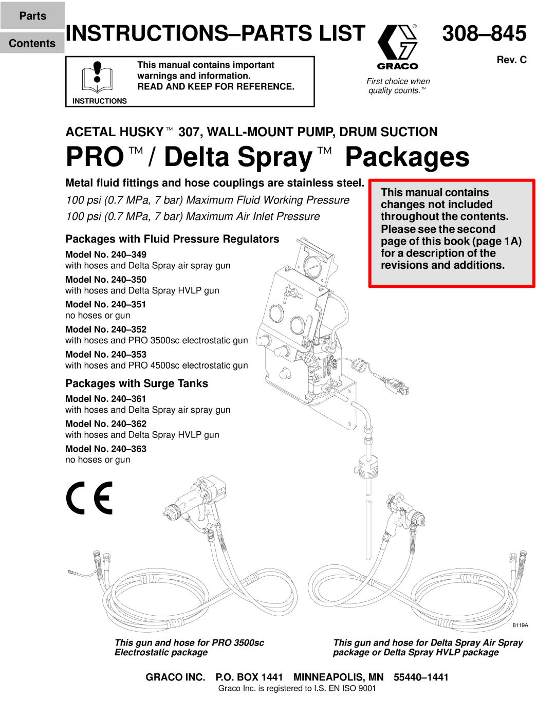 Hitachi 240353 manual Contents INSTRUCTIONS-PARTS List 