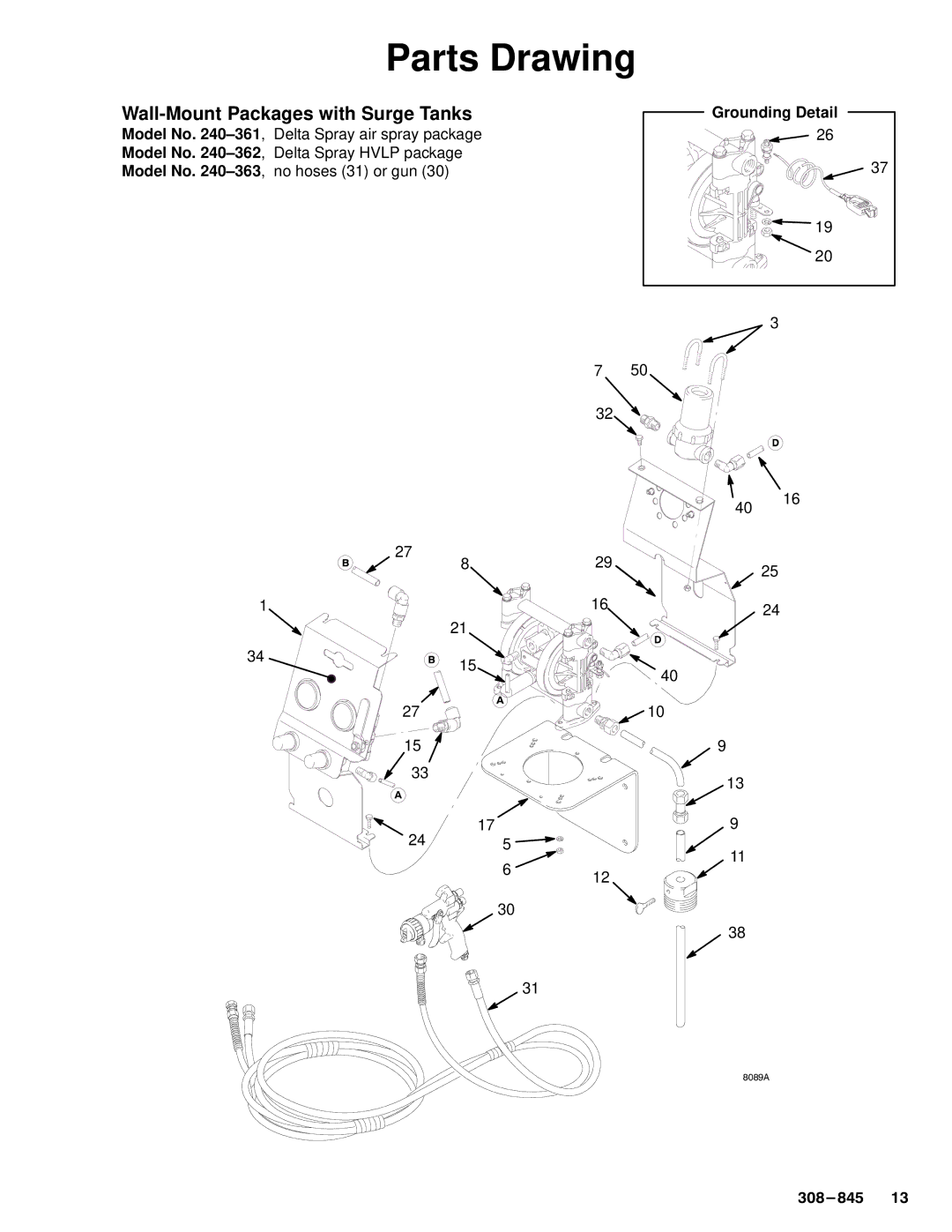 Hitachi 240353 manual Grounding Detail Model No 