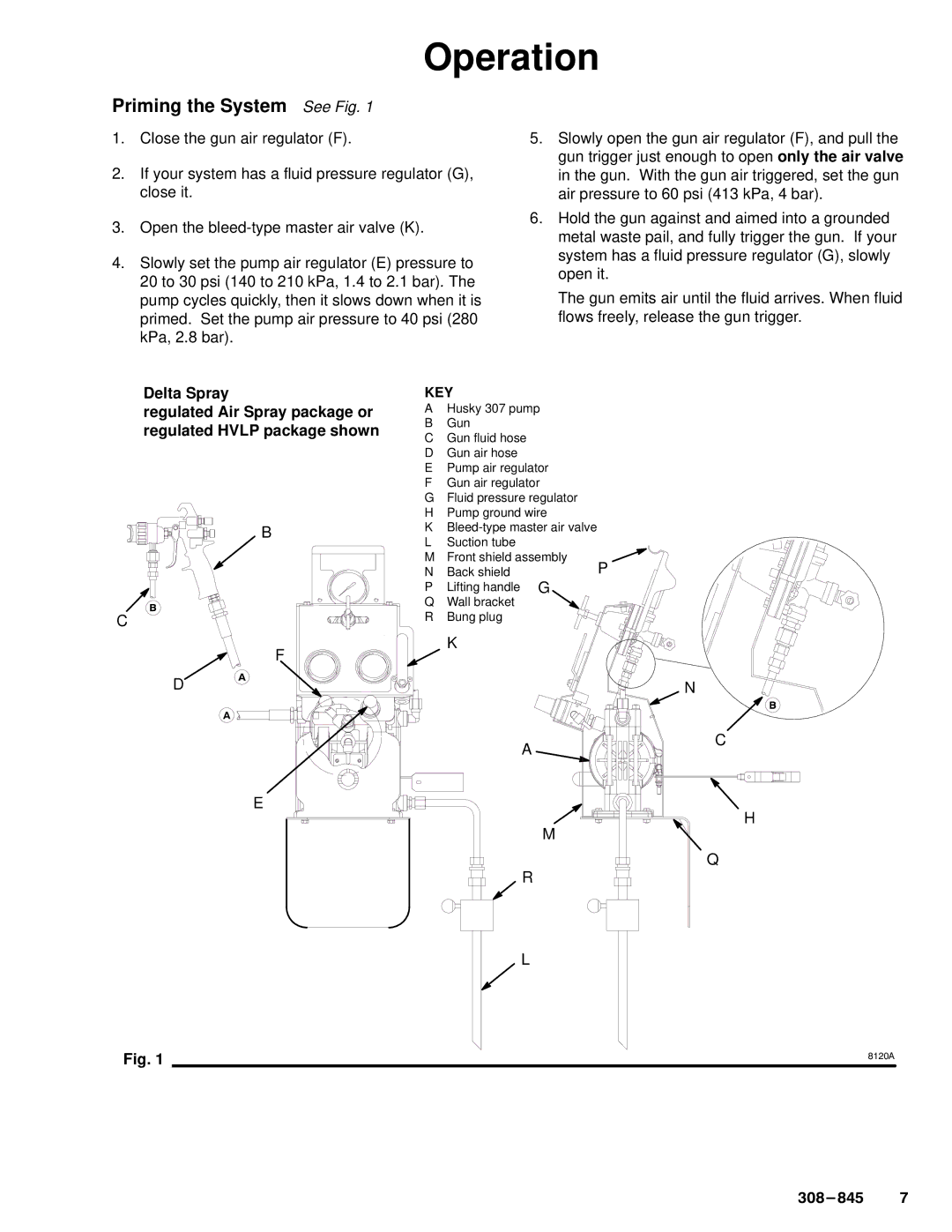 Hitachi 240353 manual Priming the System See Fig, Key 