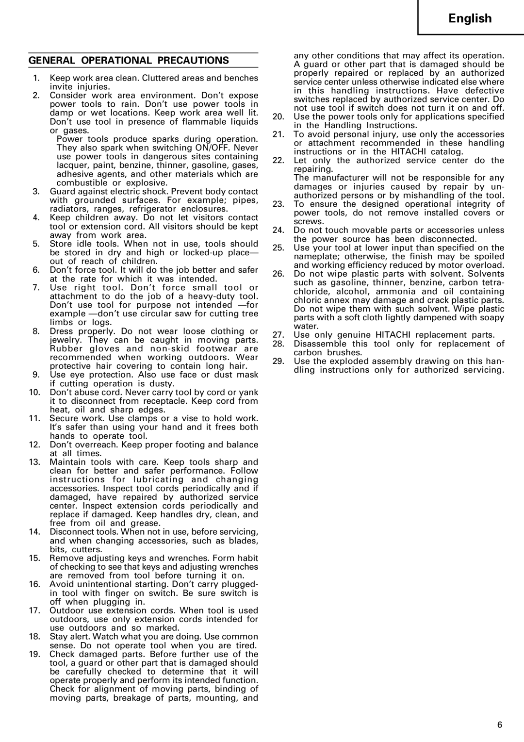 Hitachi 24PD manual English, General Operational Precautions 