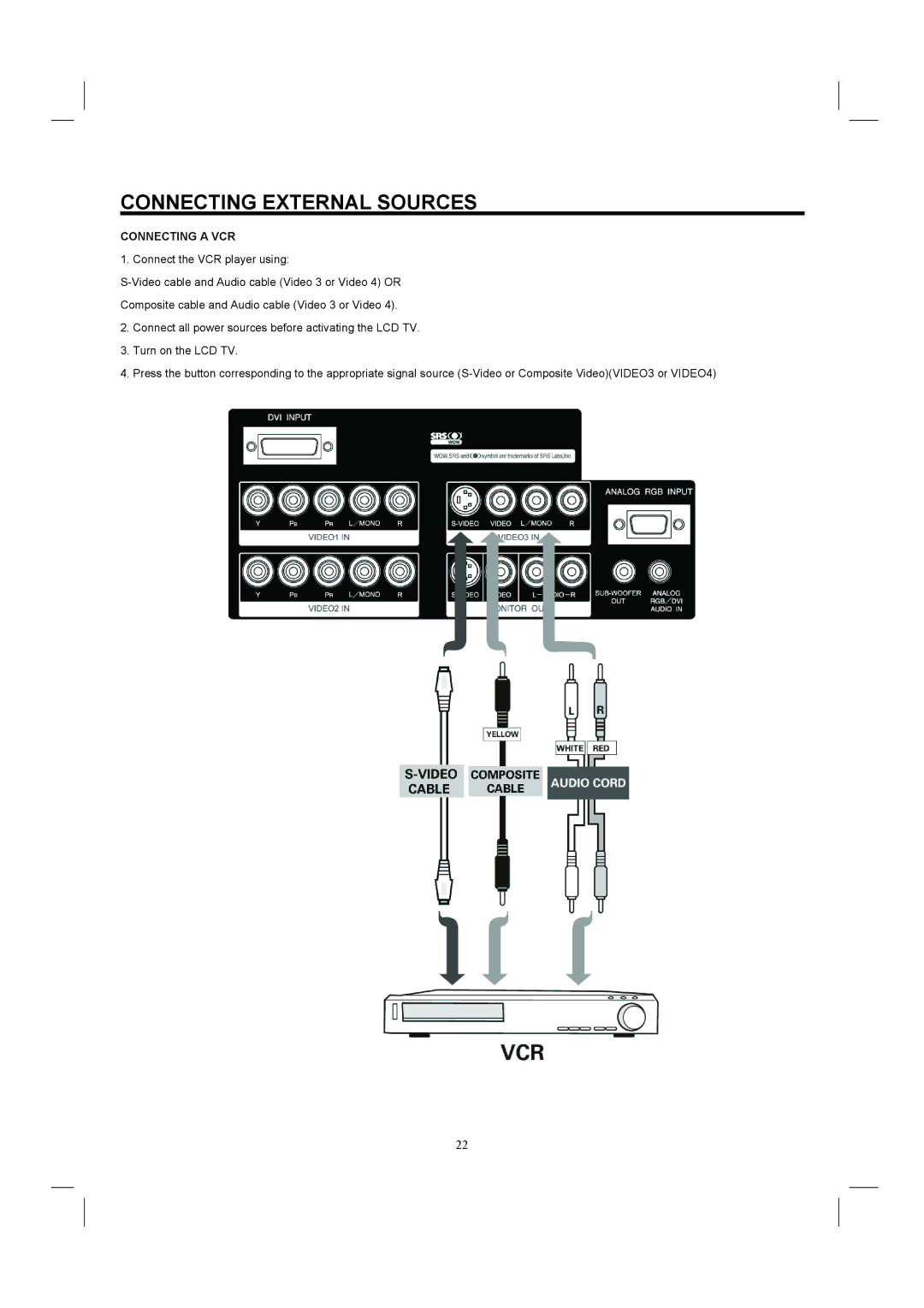 Hitachi 26HDL52 important safety instructions Connecting a VCR 