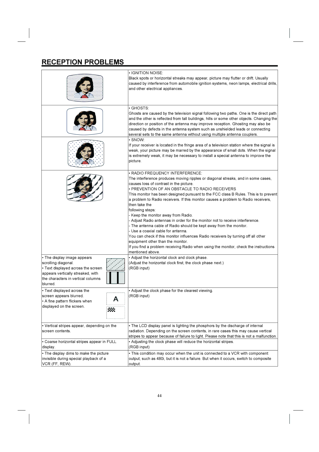 Hitachi 26HDL52 important safety instructions Reception Problems, Ignition Noise 