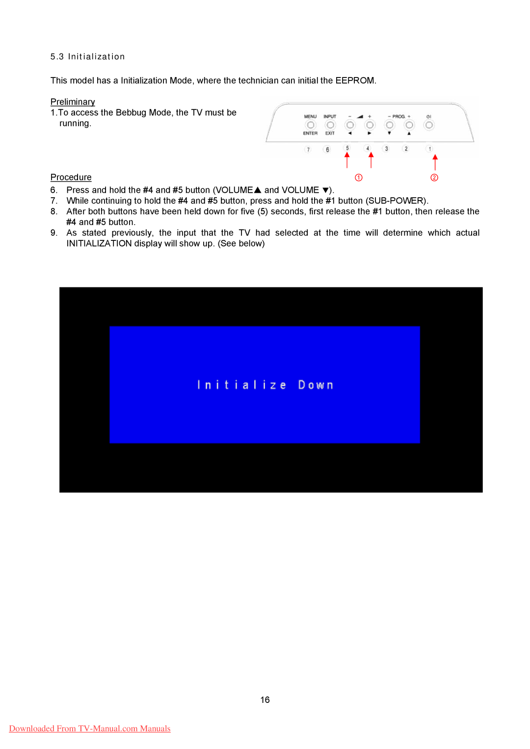 Hitachi 26LD8000TA specifications Initialization, Procedure 