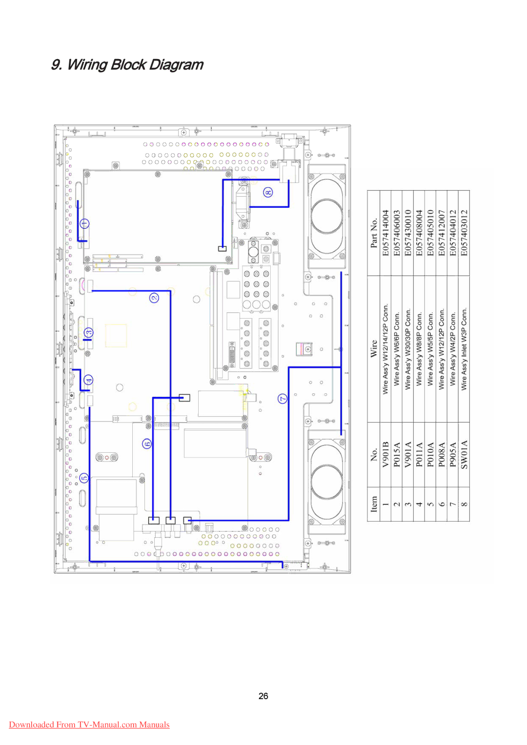 Hitachi 26LD8000TA specifications Wiring Block Diagram 