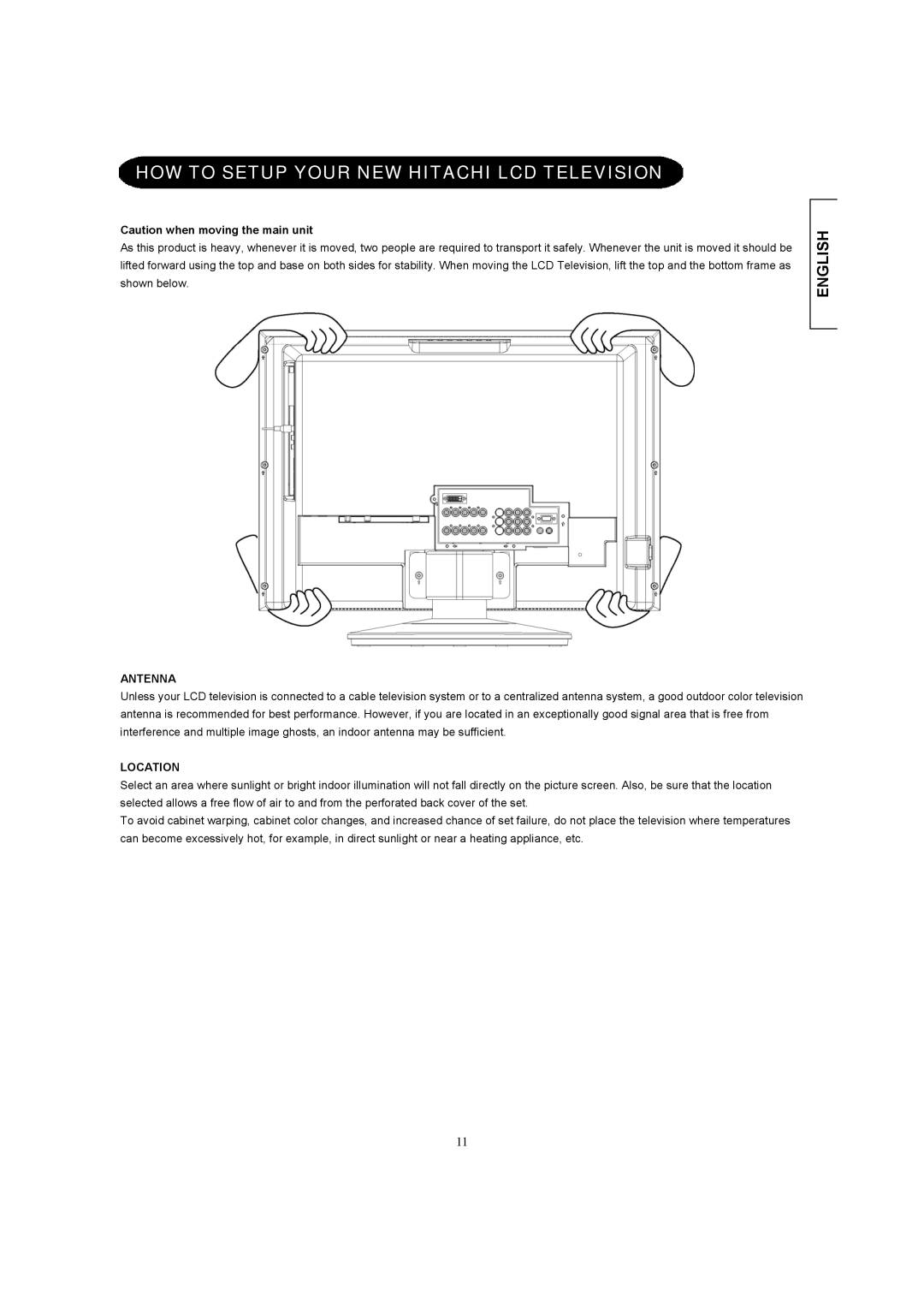 Hitachi 26LD8000TA user manual Antenna 