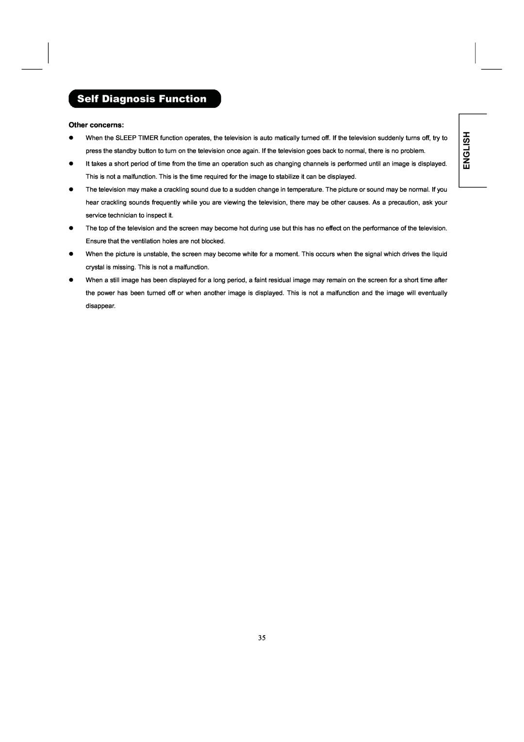 Hitachi 26LD8000TA user manual Self Diagnosis Function, English, Other concerns 