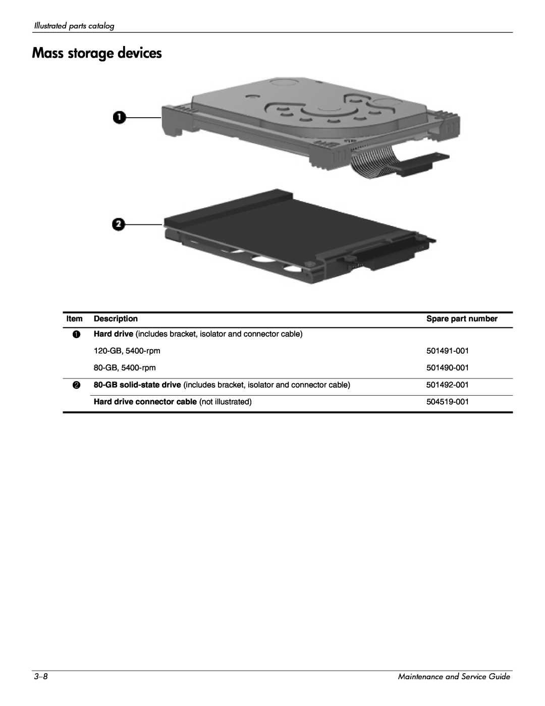 Hitachi 2730P manual Mass storage devices, Illustrated parts catalog 