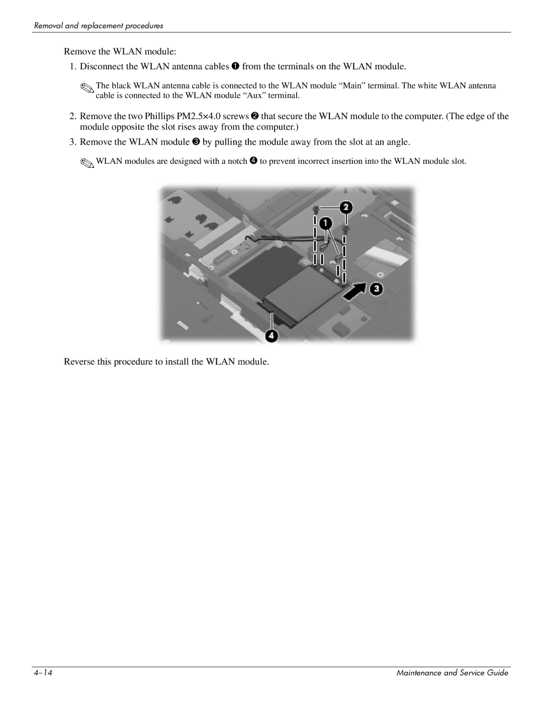 Hitachi 2730P manual Reverse this procedure to install the Wlan module 