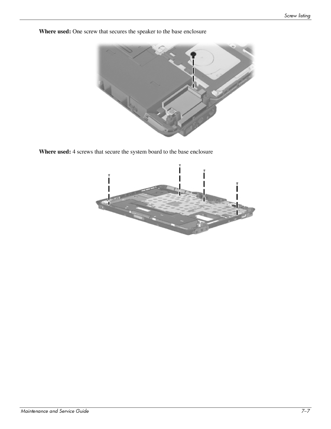 Hitachi 2730P manual Screw listing 