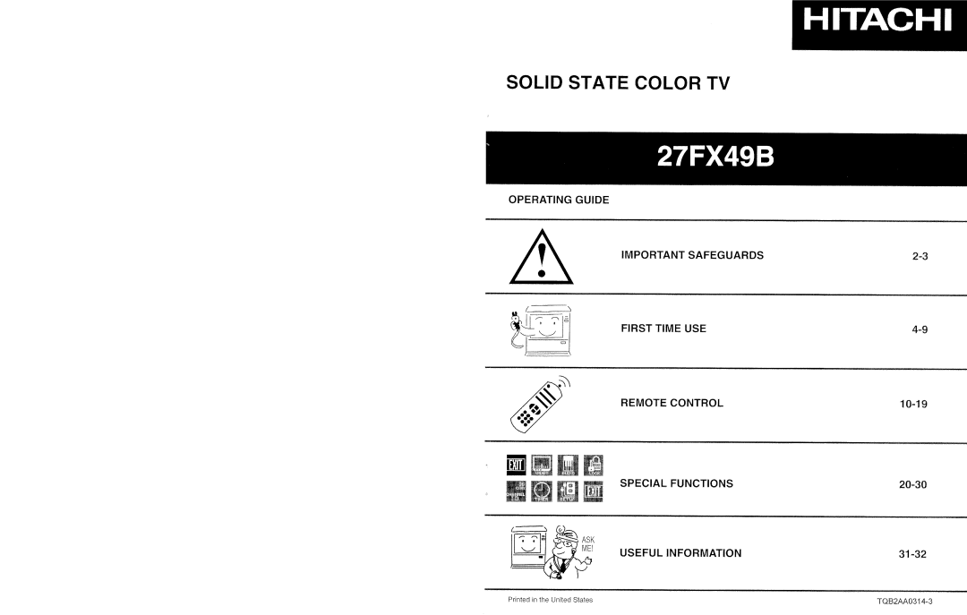 Hitachi 27FX49B manual 