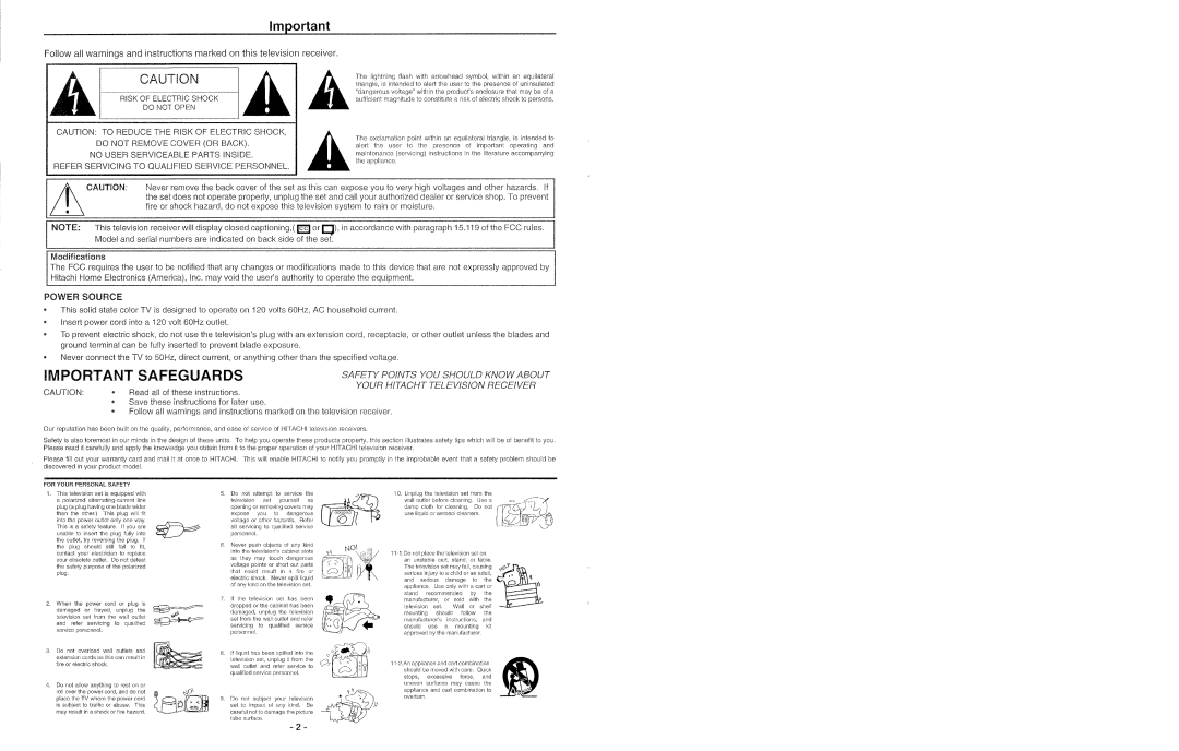 Hitachi 27FX49B manual 