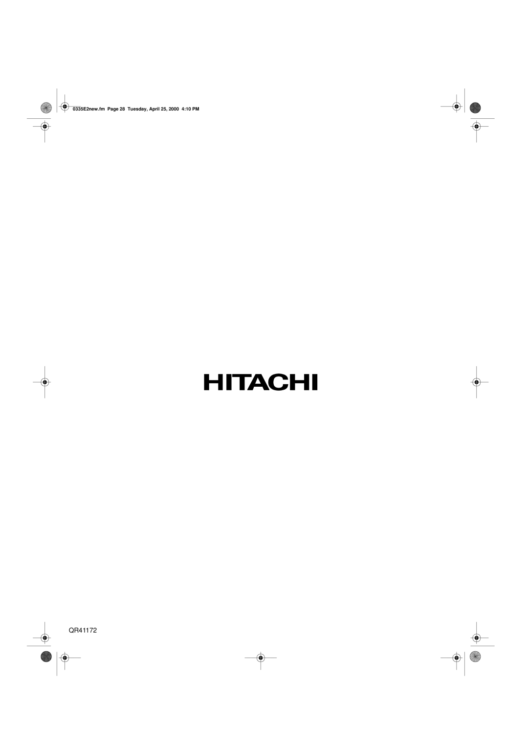 Hitachi 27GX01B manual QR41172 