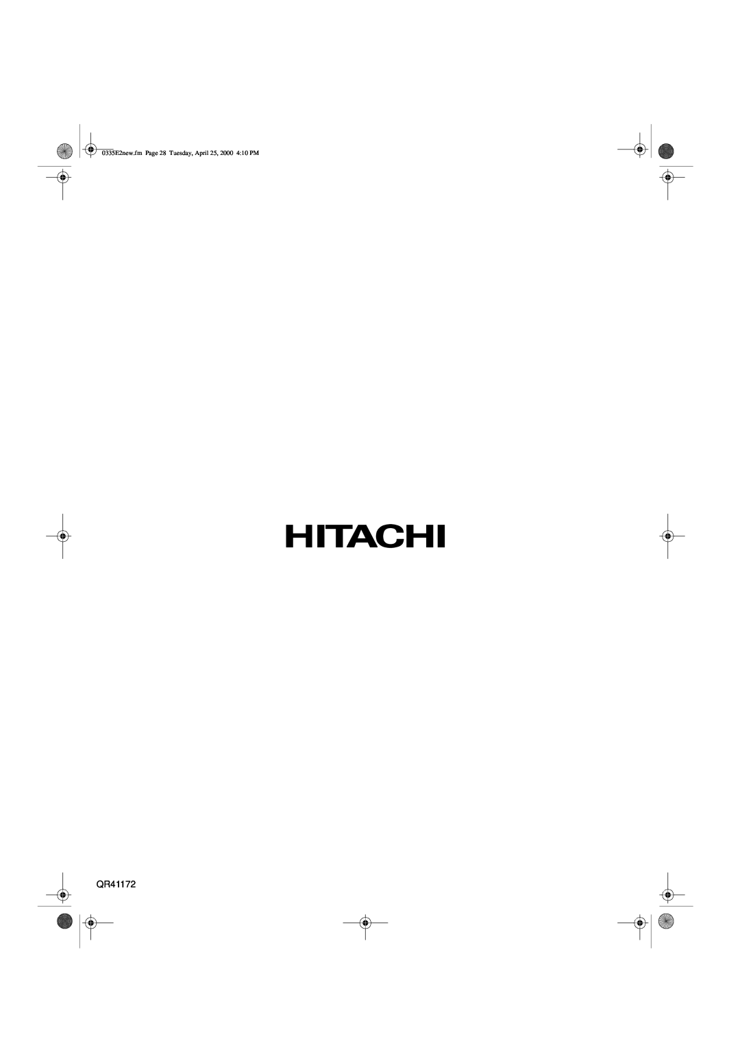 Hitachi 27GX01B manual QR41172, 0335E2new.fm Page 28 Tuesday, April 25, 2000 410 PM 