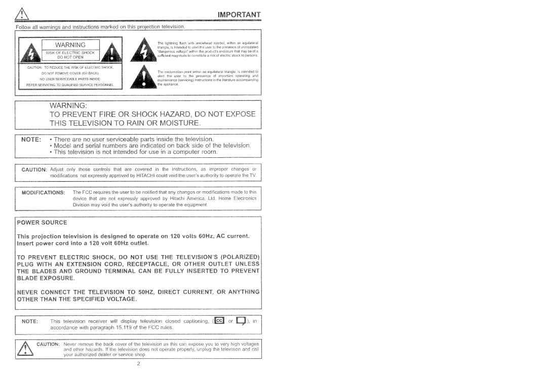 Hitachi 27MMV40B manual 