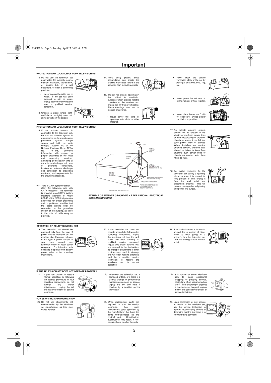 Hitachi 27UX01B manual 0348E3.fm Page 3 Tuesday, April 25, 2000 415 PM 