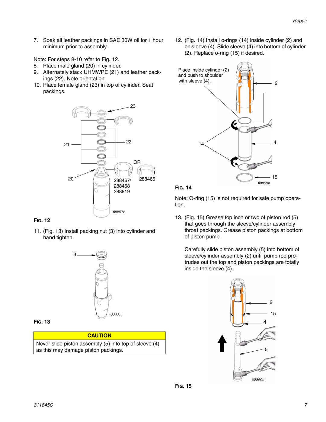 Hitachi 288466 important safety instructions Grease top inch or two of piston rod 