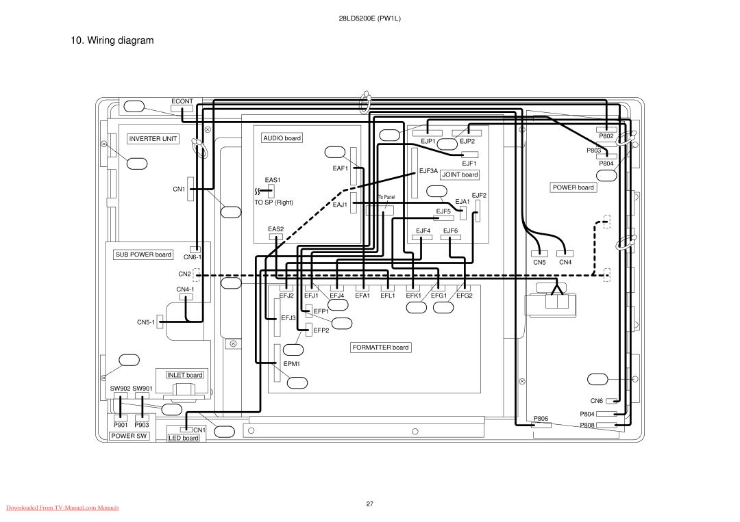 Hitachi 28LD5200E specifications Wiring diagram 