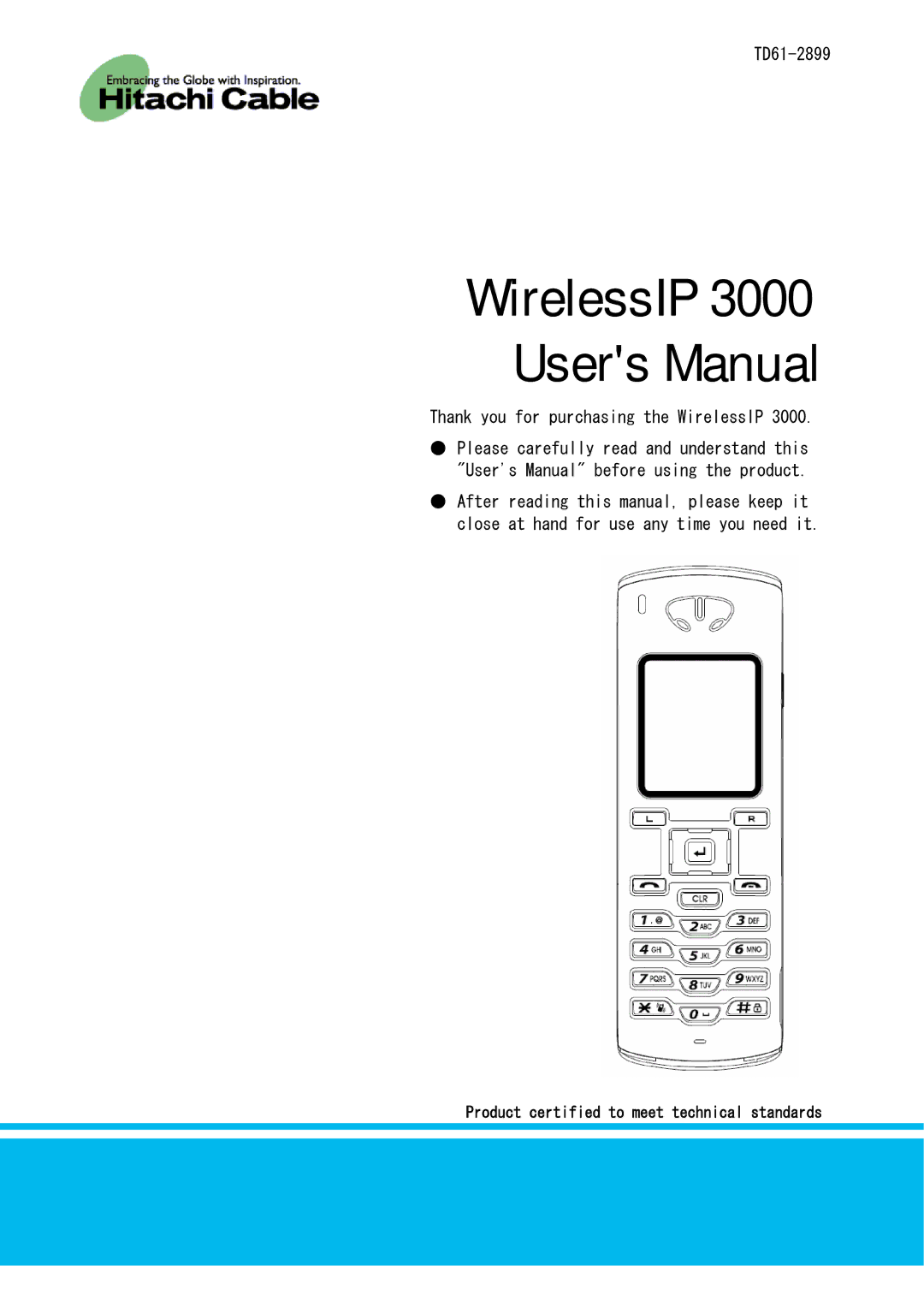 Hitachi 3000 user manual TD61-2899 Thank you for purchasing the WirelessIP 