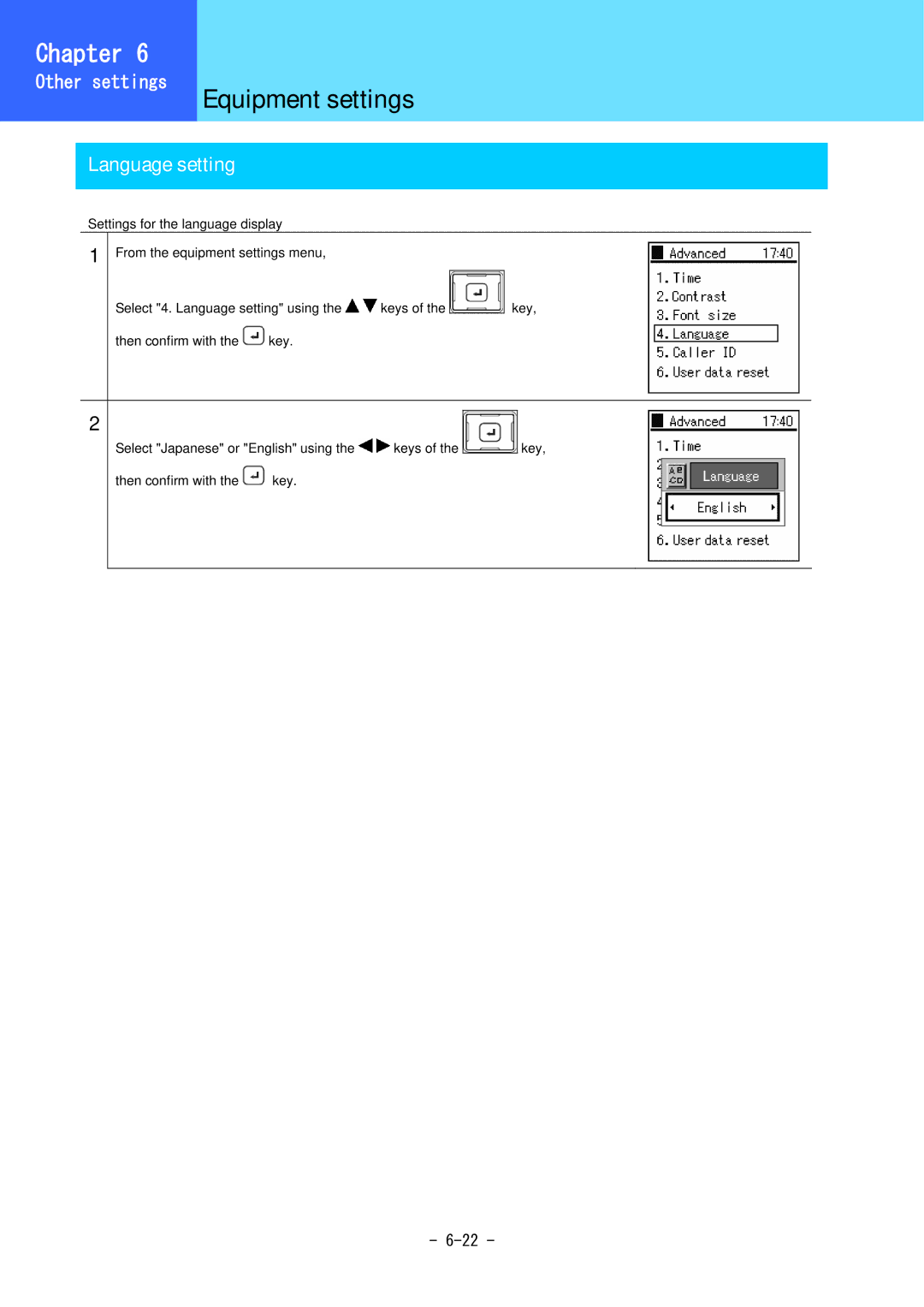 Hitachi 3000 user manual Language setting 