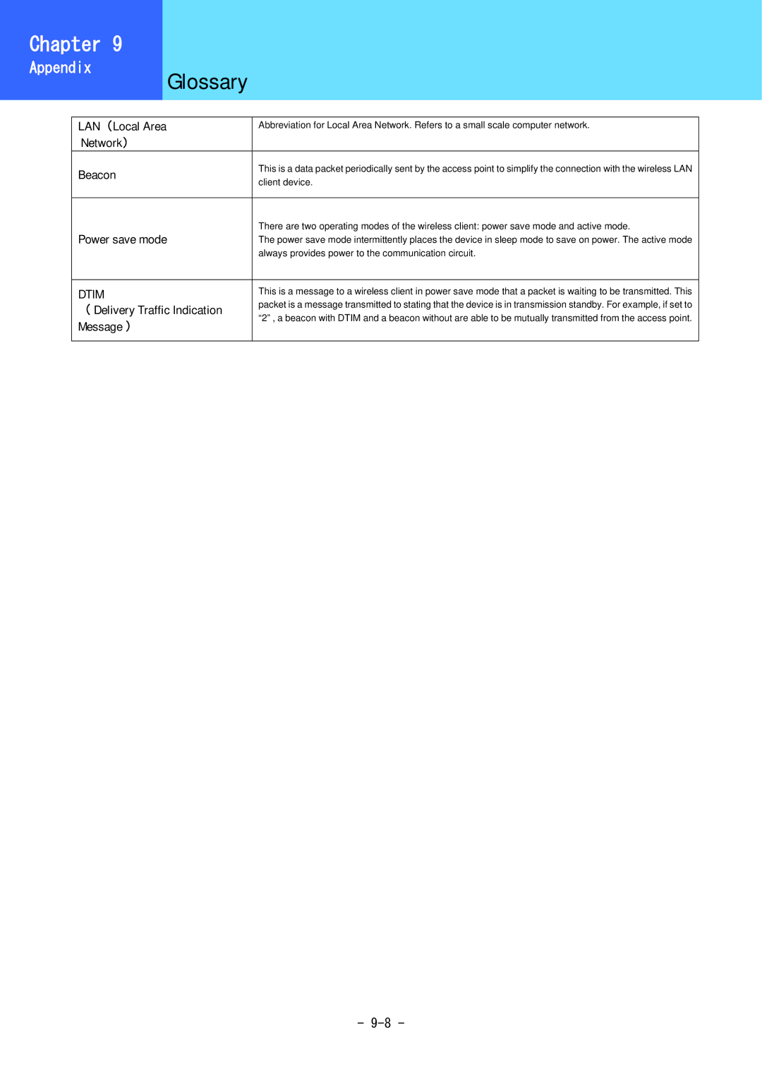 Hitachi 3000 user manual Appendix Glossary, Dtim 