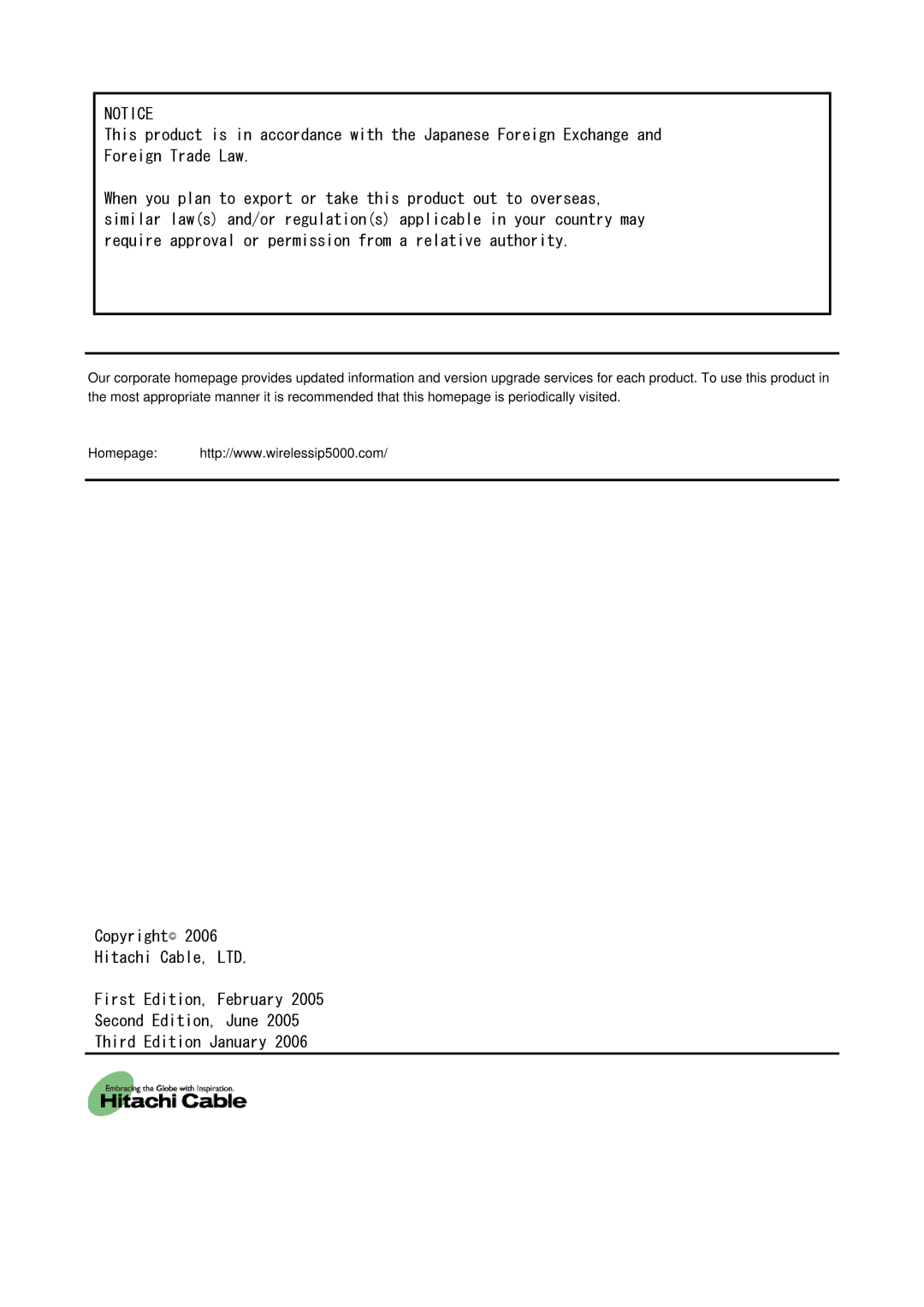 Hitachi 3000 user manual 