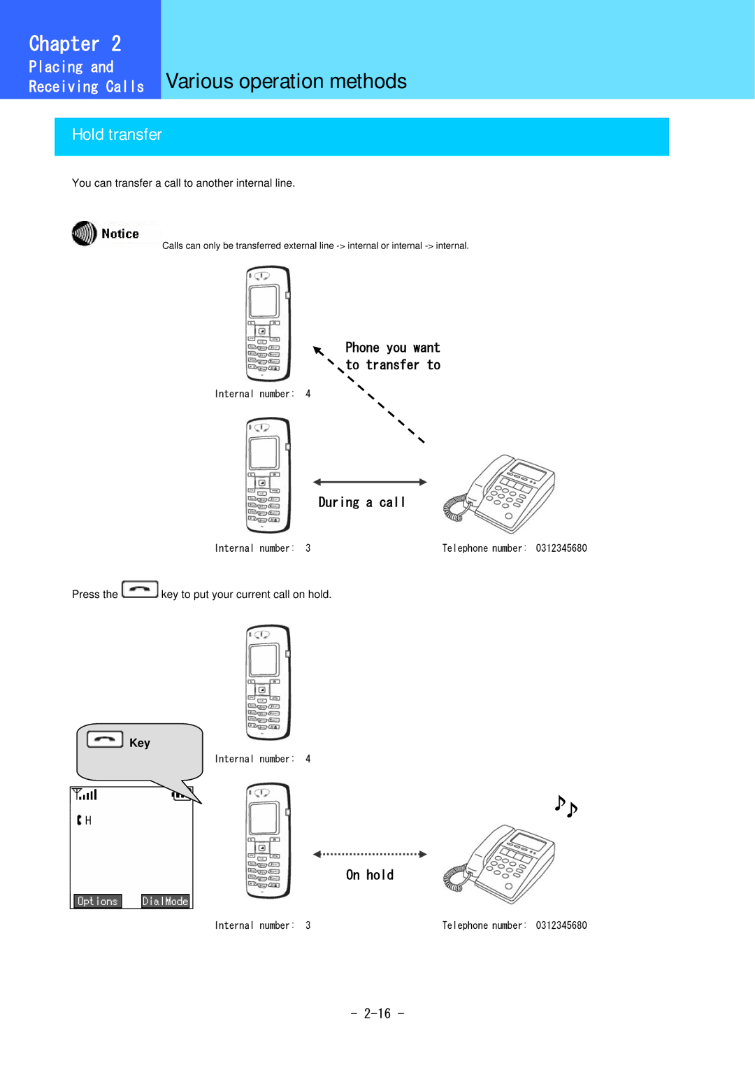 Hitachi 3000 user manual Hold transfer 