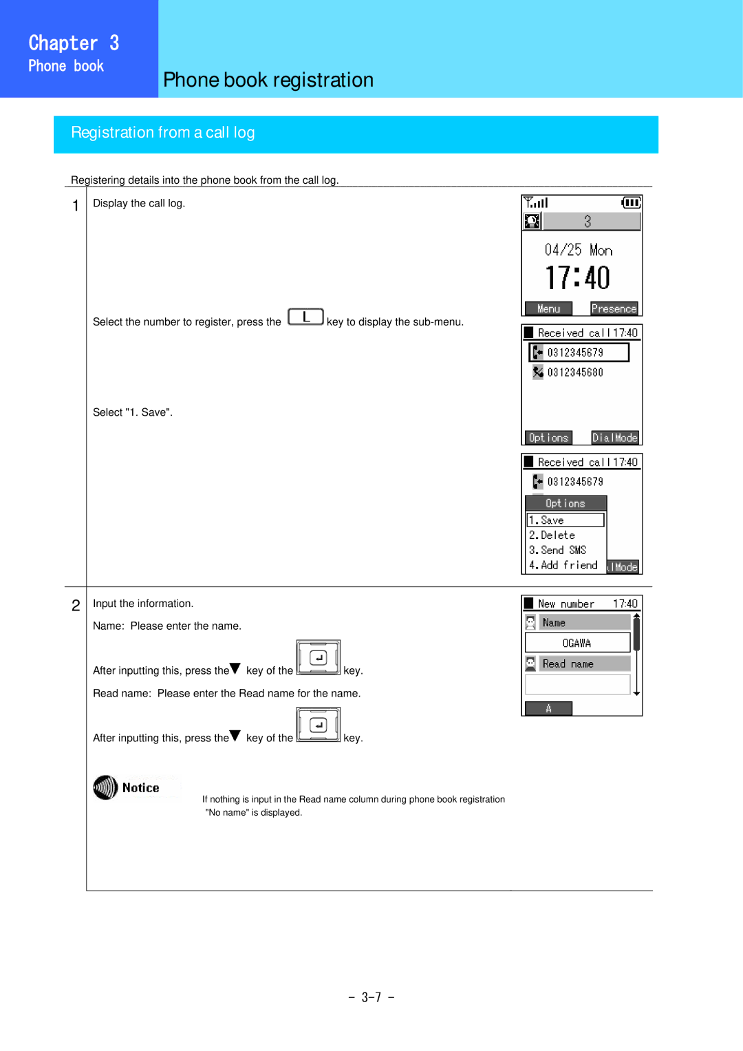 Hitachi 3000 user manual Registration from a call log, Telephone 