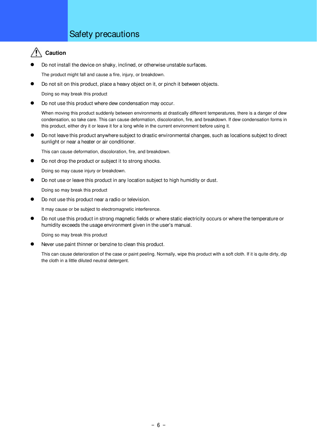 Hitachi 3000 user manual Never use paint thinner or benzine to clean this product 