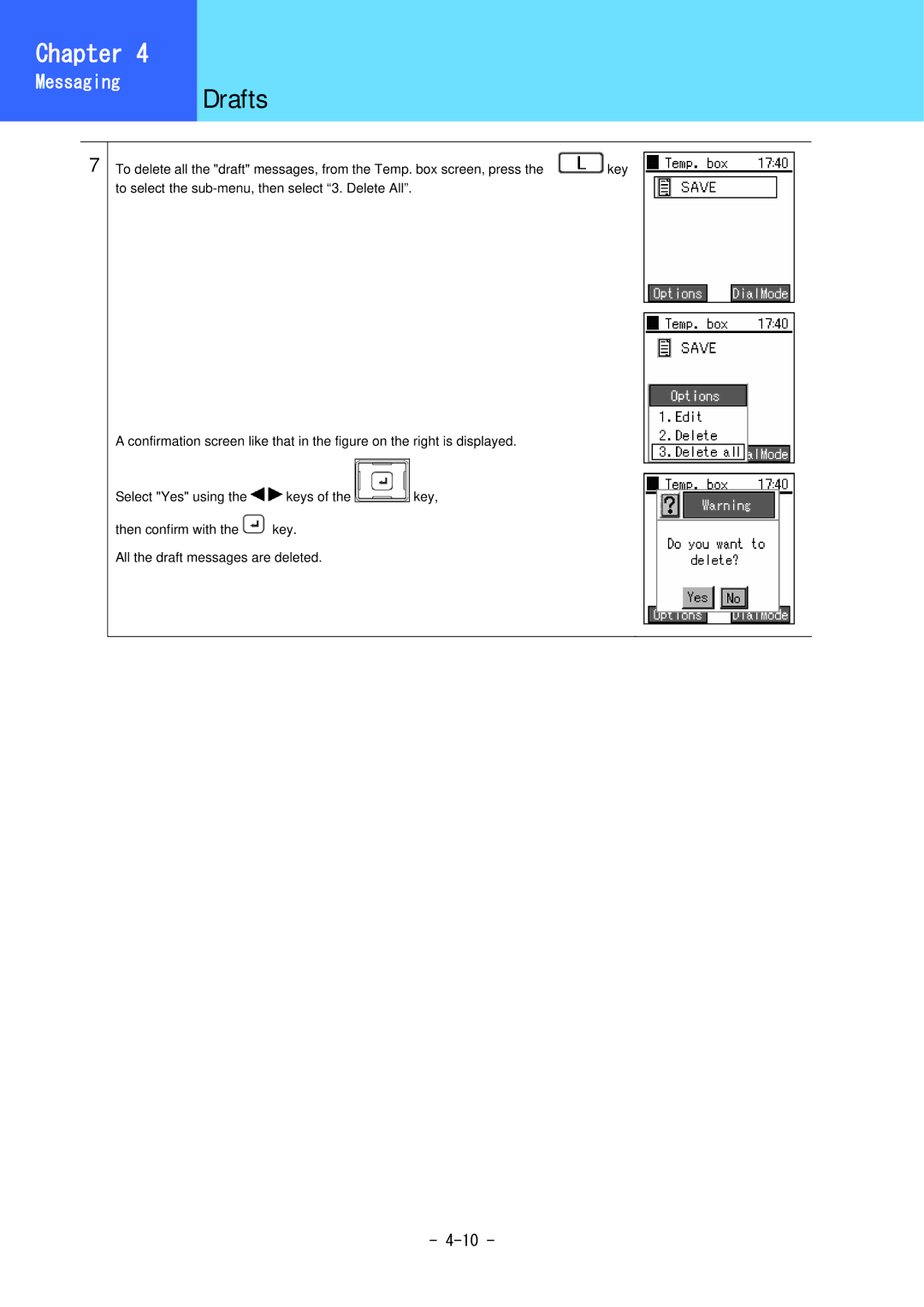 Hitachi 3000 user manual HowMessagingto Use Telephone Drafts 